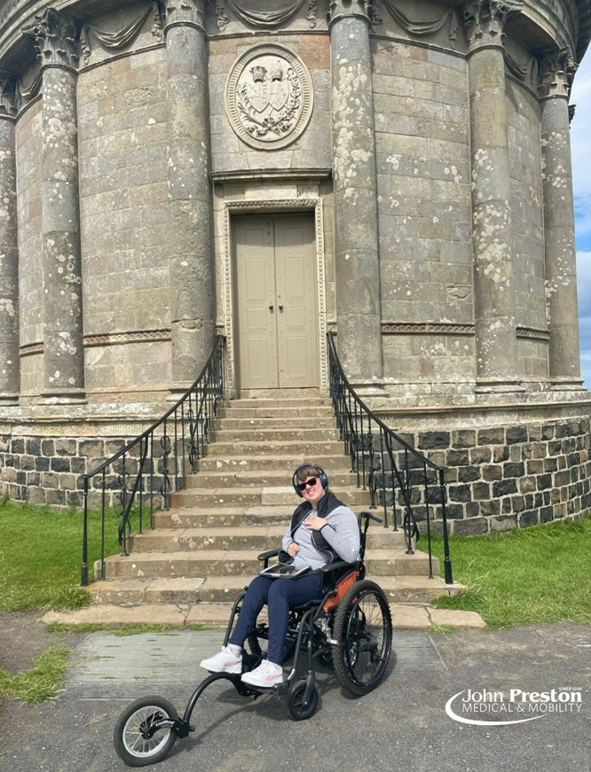 Michelle enjoying her all terrain wheelchair package 